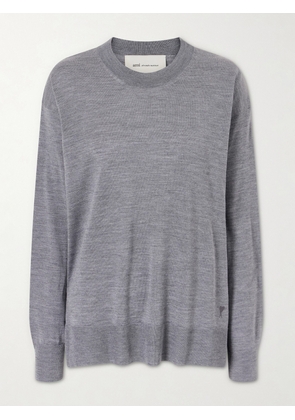 AMI PARIS - Knitted Wool And Silk-blend Sweater - Gray - xx small,x small,small,medium,large,x large