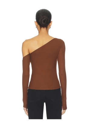 Michael Lauren Magdaleno Asymmetrical Cold Shoulder Top in Cognac. Size M. Also in XS, S, L, XL.