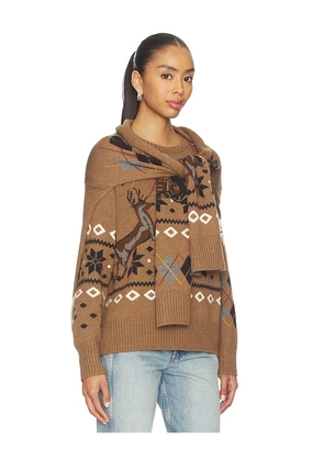 Monse Fair Isle Crewneck Sweater With Scarf in Brown. Size XS/S. Also in M/L.