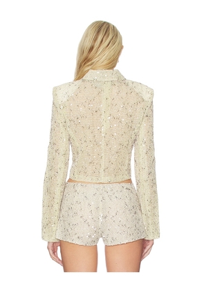 LIONESS Sequin Cropped Jacket in Yellow. Size S. Also in XXS, XS, M, L.