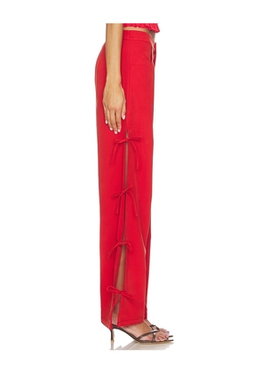 LNA Delia Tie Side Pant in Red. Size S. Also in XS, L, XL.