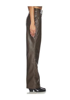 LAMARQUE x REVOLVE Devin Faux Leather Croco Studded Pant in Chocolate. Size 26. Also in 24, 25, 27, 28, 29, 30.