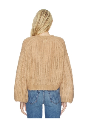 MOTHER The Puffy Sleeve Varsity Cardigan in Tan. Size M. Also in XS, S.