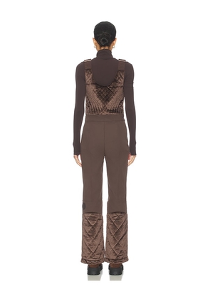 My Sunday Ski Quilted Velvet Ski Overall in Chocolate. Size M. Also in XS, S.