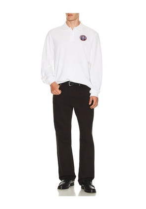 Malbon x Grateful Dead Stealie Polo in White. Size M. Also in S, L, XL/1X.
