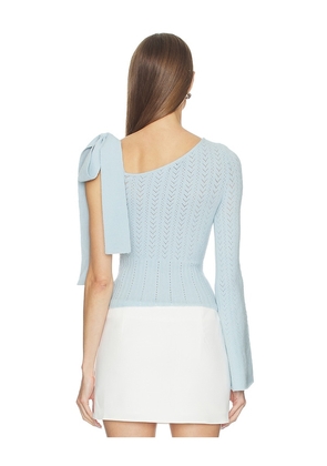 MAJORELLE Belle Bow Tie Sweater in Baby Blue. Size M. Also in XS, S, L, XL.