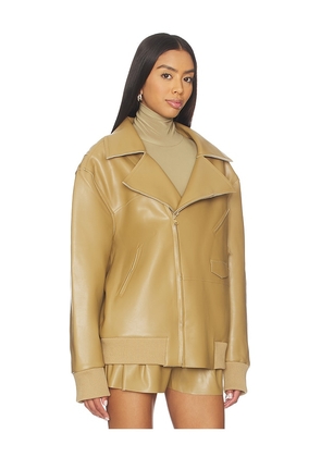 Norma Kamali Oversized Moto Jacket in Tan. Size S. Also in L, M, XS.