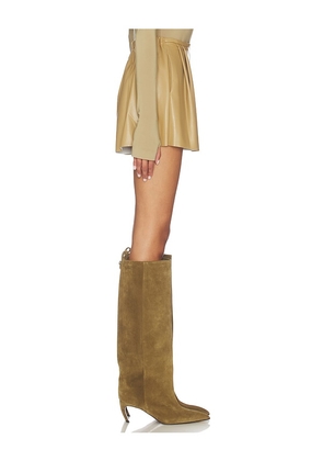 Norma Kamali Mens Pleat Short in Tan. Size M. Also in XS, S, L.