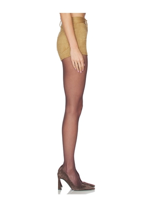 Norma Kamali High Waist Jean Short in Tan. Size M. Also in XXS, XS, S, L, XL.