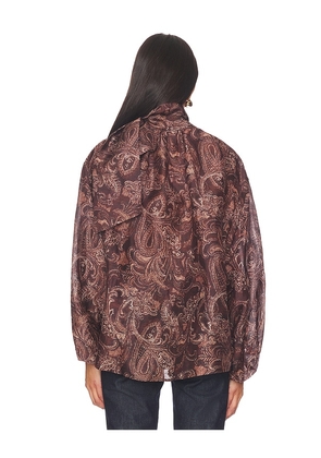 L'AGENCE Rhett Oversized Blouse in Chocolate. Size M. Also in XXS, XS, S, L.