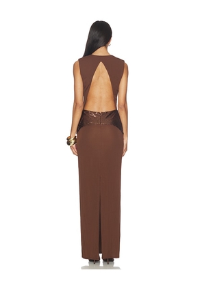 NBD Allona Gown in Brown. Size M. Also in XXS, XS, S, L, XL.