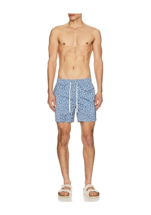 onia Charles 5 Swim Trunk in Blue. Size S. Also in M, L, XL/1X.