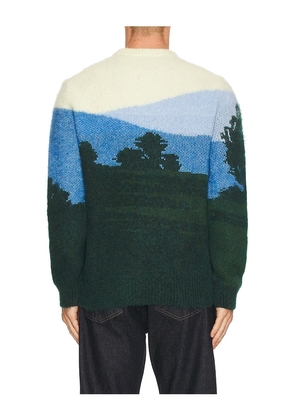 Lacoste Mountain Graphic Wool Crew Neck Sweater in Blue. Size 4. Also in 3, 6.