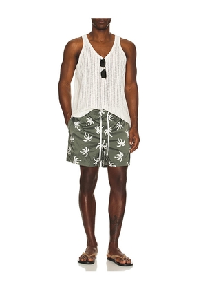 onia Charles 5 Swim Trunk in Olive. Size M. Also in XL, L, S.