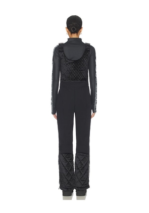 My Sunday Ski Quilted Velvet Ski Overall in Black. Size S. Also in XS, L.
