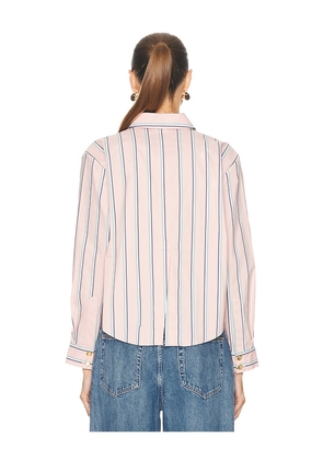 L'AGENCE Cosette Crop Hi Low Shirt in Pink. Size M. Also in XS, S.