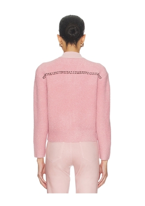 L'AGENCE Poetry Stitch Crop Cardigan in Rose. Size L. Also in XXS, XS, M.