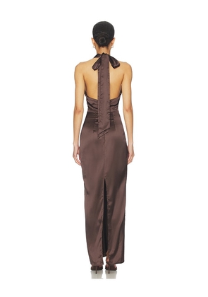 Nookie Calypso Halter Gown in Chocolate. Size S. Also in XS, M.
