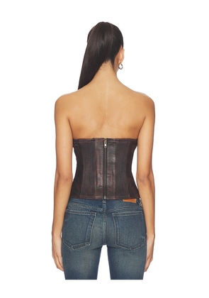 One Teaspoon Leather Strapless Bustier Top in Chocolate. Size M. Also in XS, S, L.