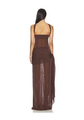 NBD Smita Gown in Chocolate. Size M. Also in XXS, XS, S, L, XL.