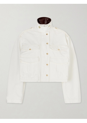 RÙADH - Henderson Leather-trimmed Regenerative Cotton-canvas Jacket - White - x small,small,medium,large,x large