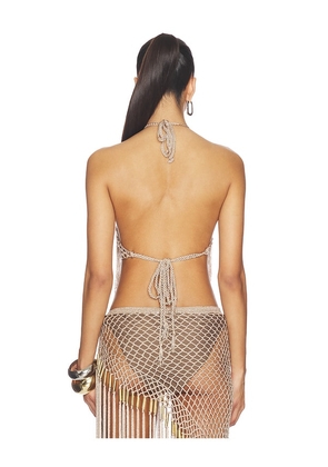 My Beachy Side Aria Hand Crochet Halter Top in Metallic Bronze. Size M. Also in S, L.