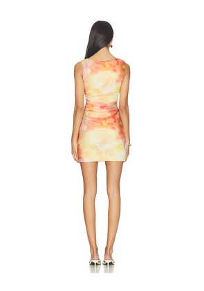MINKPINK Aria Mesh Mini Dress in Lemon,Orange. Size L. Also in XS, M.