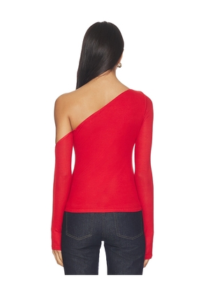 Michael Lauren Magdaleno Asymmetrical Fitted Cold Shoulder Top in Red. Size M. Also in XS, S, L.