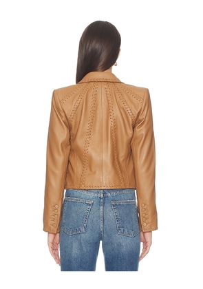 L'AGENCE Dulcie Leather Whipstitch Blazer in Brown. Size 0. Also in 8.