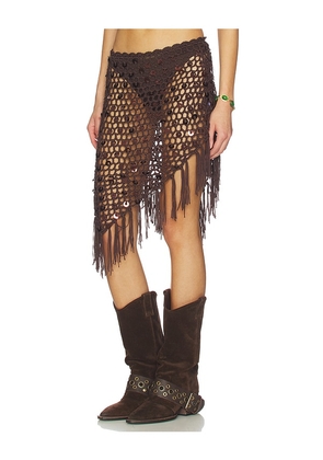 MORE TO COME Lorelai Crochet Skirt in Brown. Size L. Also in XS, S, M.