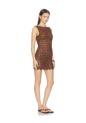 MORE TO COME Linds Mini Dress in Brown. Size M. Also in XS, S, L.