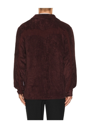 Needles Fringe Open Collar Shirt Rayon Corduroy in Burgundy. Size M. Also in S.
