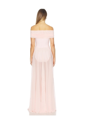 Norma Kamali Sleeveless Cowl Neck Combo Flared Gown in Pink. Size L. Also in XS, S.