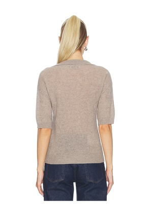 NAADAM Cloud Cashmere Short Sleeve Polo in Brown. Size L. Also in S, XS, M.