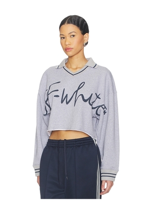 OFF-WHITE Script Polo Sweatshirt in Grey. Size L. Also in S, M.