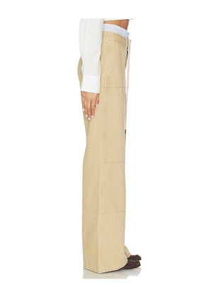 Monse Double Waistband Wide Leg Pant in Tan. Size 2. Also in 4, 8.
