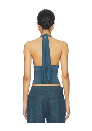 LIONESS Safari Halter Top in Blue. Size S. Also in XXS, XS, M, L, XL.