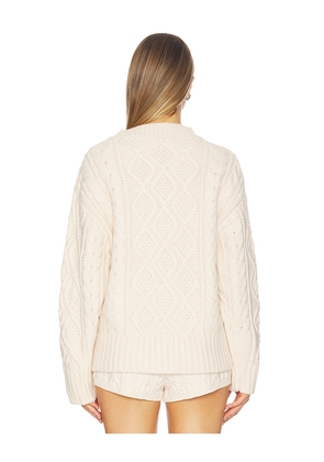 LIONESS Liaison Cable Knit Pullover in Cream. Size S. Also in XXS, XS, M, L.