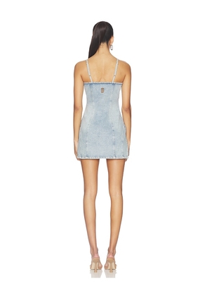 One Teaspoon Riviera Fitted Strappy Mini Denim Dress in Blue. Size M. Also in XXS, L, XL.