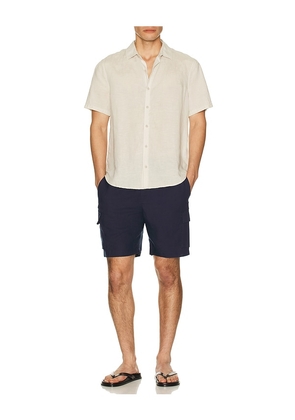 onia Air Linen Pull-On Cargo Short in Navy. Size L. Also in S, M.