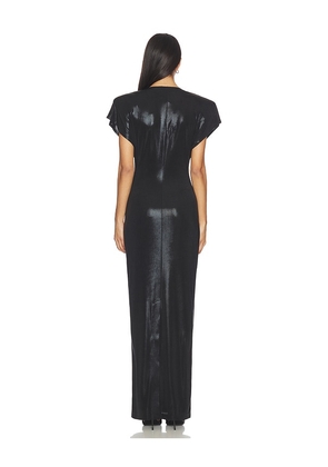 Norma Kamali Cap Sleeve Shoulder Pad Long Dress in Black. Size M. Also in XXS, XS, S.