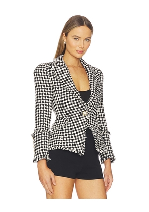 L'AGENCE Kaisley Blazer With Fray in Black,White. Size 0. Also in 2.
