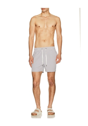 onia Charles 5 Swim Trunk in Blue. Size L. Also in M, XL/1X.