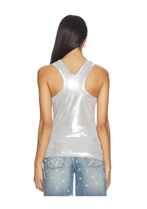 Norma Kamali Racer Tee in Metallic Silver, grey. Size M. Also in XS, S.