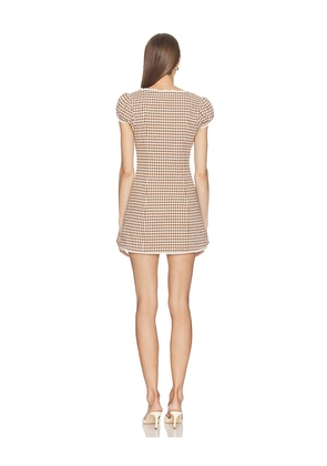 LOBA Annie Gingham Mini Dress in Brown,White. Size XXS. Also in XL.