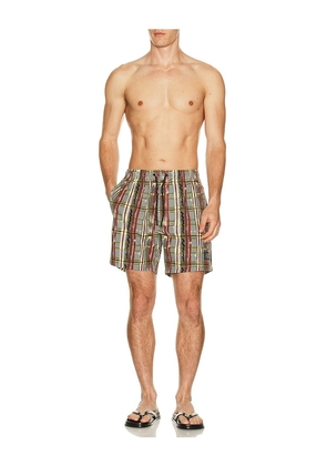 Maui and Sons Ember Plaid Jam Short in Grey. Size L. Also in S, M, XL/1X.