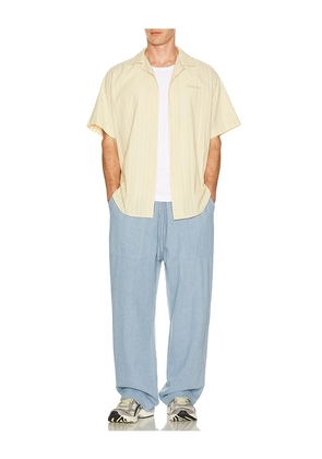 KAPPY DESIGN Jacquard Open Collar Shirt in Beige.