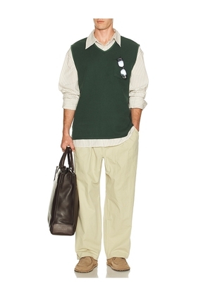 KAPPY DESIGN Woven Cotton Vest in Green.