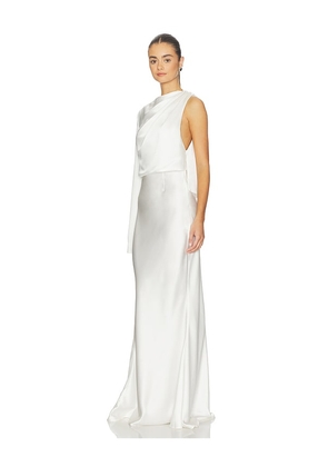 MISHA The Mantello Satin Dress in Ivory. Size XS. Also in XXS.