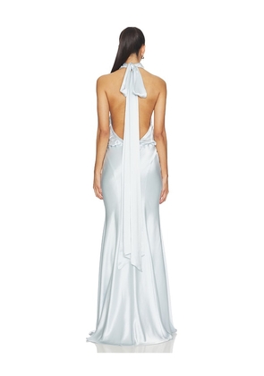 MISHA The Cameron Satin Dress in Baby Blue. Size M. Also in S.